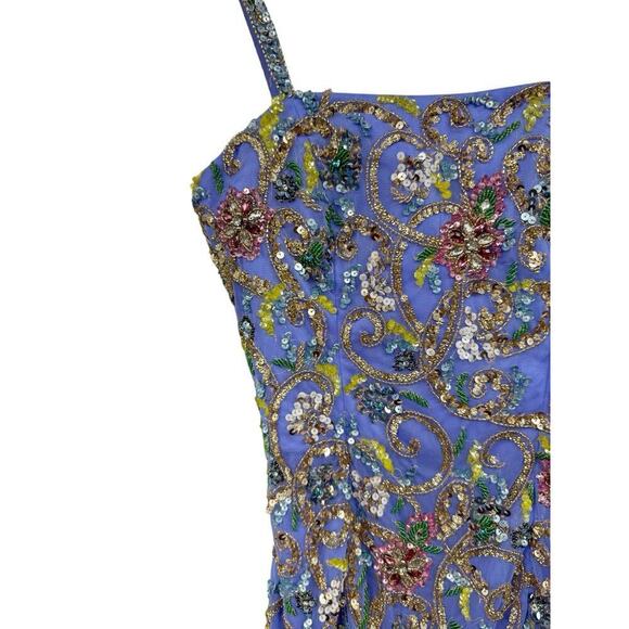 Sherri Hill Purple Fully Beaded Gown Dress Prom Pageant Womens Size 0 - Picture 9 of 16